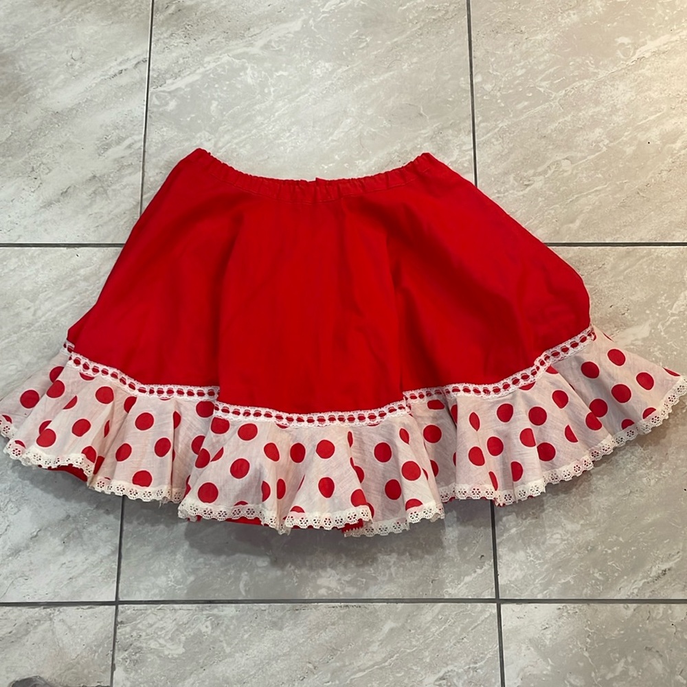 Red skirt with red dots